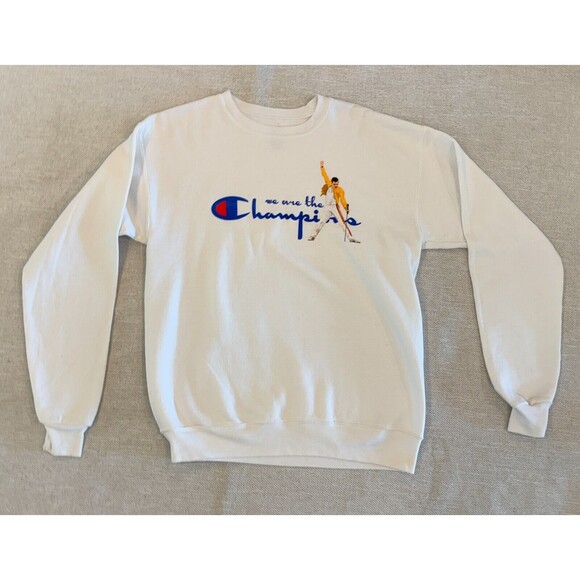 We are the 'Champion' Freddie Mercury Sweatshirt White Size S - Picture 1 of 6